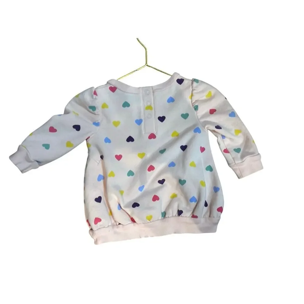 Tucker + Tate Baby Girl Pink Heart Print Sweatshirt SZ 3M